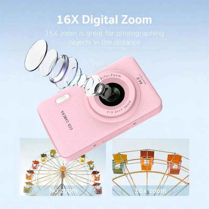 W&O Q3 Mini Digital Photo Camera 48MP 1080P 16X Zoom Child Point and Shoot Vlogging Cameras Vintage Portable Video Photocamera