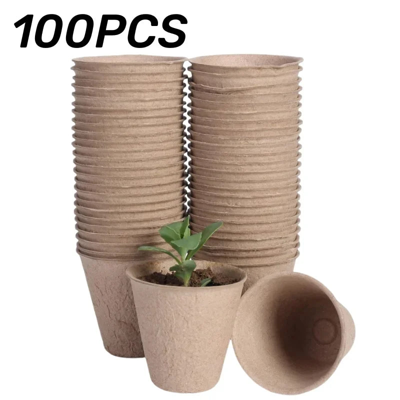 20-200PCS Environmental protection Garden Round Peat Pots Plant Seedling Starters Cups Nursery Herb Seed Tray Planting Tools - AMULET RING STORE