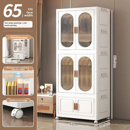 Stackable Large Capacity Fold Storage Box Plastic Clothing Storage Bin with Lid with Wheels Sundries Storages With Double Door - AMULET RING STORE