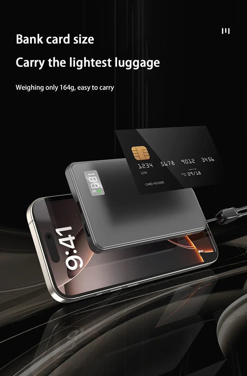 Oneplus Magsafe Power Bank Fast Charging Portable Ultra-thin Magnetic Wireless Digital Display Power Bank Usb Type C Lightning - AMULET RING STORE