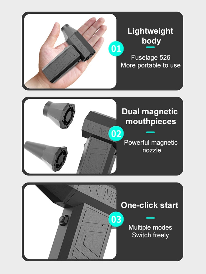 New 200000RPM Powerful Blower Vacuum Dust Cleaner Violent Fan Type-C Charging Strong Winds Brushless Turbo Jet Blower