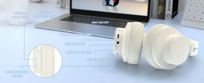 ATTACK SHARK G500 Wireless Over-ear Noise Canceling Headphones,Bluetooth ANC Gaming Headset with BT 5.3/3.5mm Audio Cable