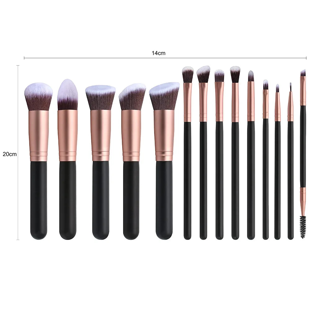 14Pcs Makeup Brush Set for Beginners Soft Bristle Powder Brush Blush Eye Shadow Beauty Tools, Buy 14pcs Brush Get 1 Free Sponge - AMULET RING STORE