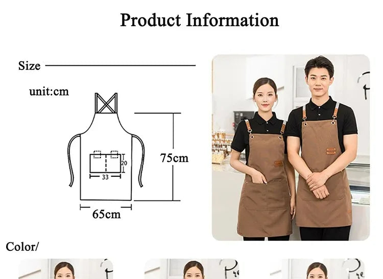 Waterproof Kitchen Apron Perfessional Kitchen Apron Restaurant Shop Waiter Work Uniform Women/Men With Pockets Cleaning Pinafore - AMULET RING STORE