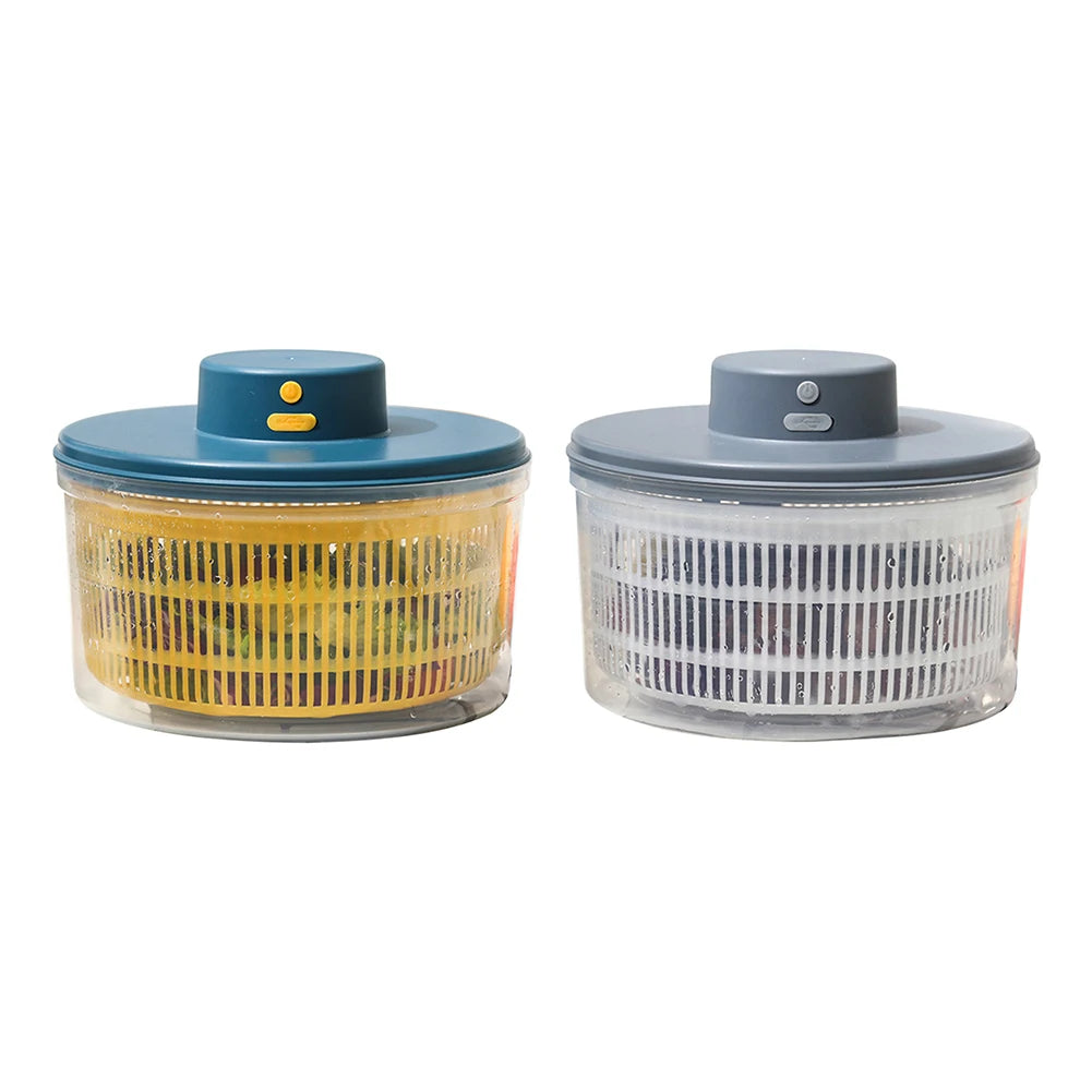 Electric Drain Basket Cleaning Dryer Fruit and Vegetable Dry and Wet Separation Draining Salad Spinner Home Gadget - AMULET RING STORE