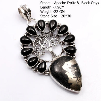 Genuine Blue Topaz Citrine Glass Agate Jasper Amethyst Pendant