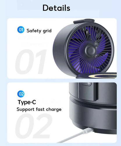 Eary Wall-mounted Fan Punch-free Foldable Fast Charging Desktop Fan With Night Light Magnetic Remote Control Air Conditioner Fan