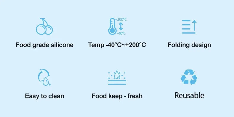 1500ML Foldable Silicone Storage Bag,Reusable Food Grade Crisper Box,Fresh-keeping Picnic Box,Microwave Heating Available - AMULET RING STORE