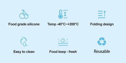 1500ML Foldable Silicone Storage Bag,Reusable Food Grade Crisper Box,Fresh-keeping Picnic Box,Microwave Heating Available - AMULET RING STORE