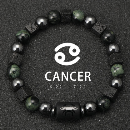 12 Zodiac Signs Natural Stone Bracelets Taurus Cancer Virgo Pisces Bracelets Ladies Men Couples Gift Bracelet aquarius