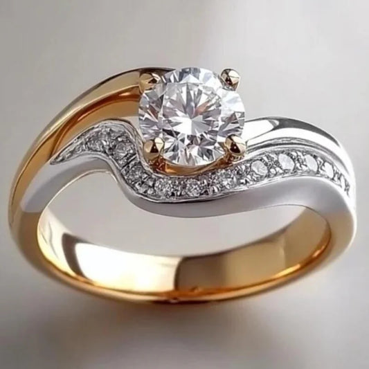 Geometric New Niche Two-Tone Color Ring For Women Engagement Accessories Gifts Custom Jewelry