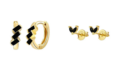 925 Sterling Silver Needle Fashion Round Pendant Small Earrings Luxury Gold Hoop Earrings for Women Premium Black Jewelry Gifts - AMULET RING STORE