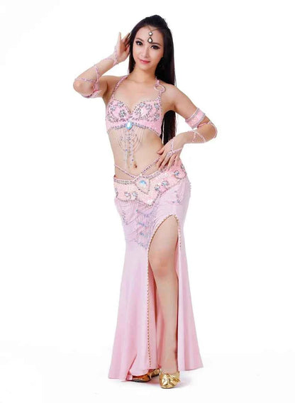 Hot Selling Ladies Beaded Sequins Belly Dance Accessories Belts + Bra Samba Costume Club Bra