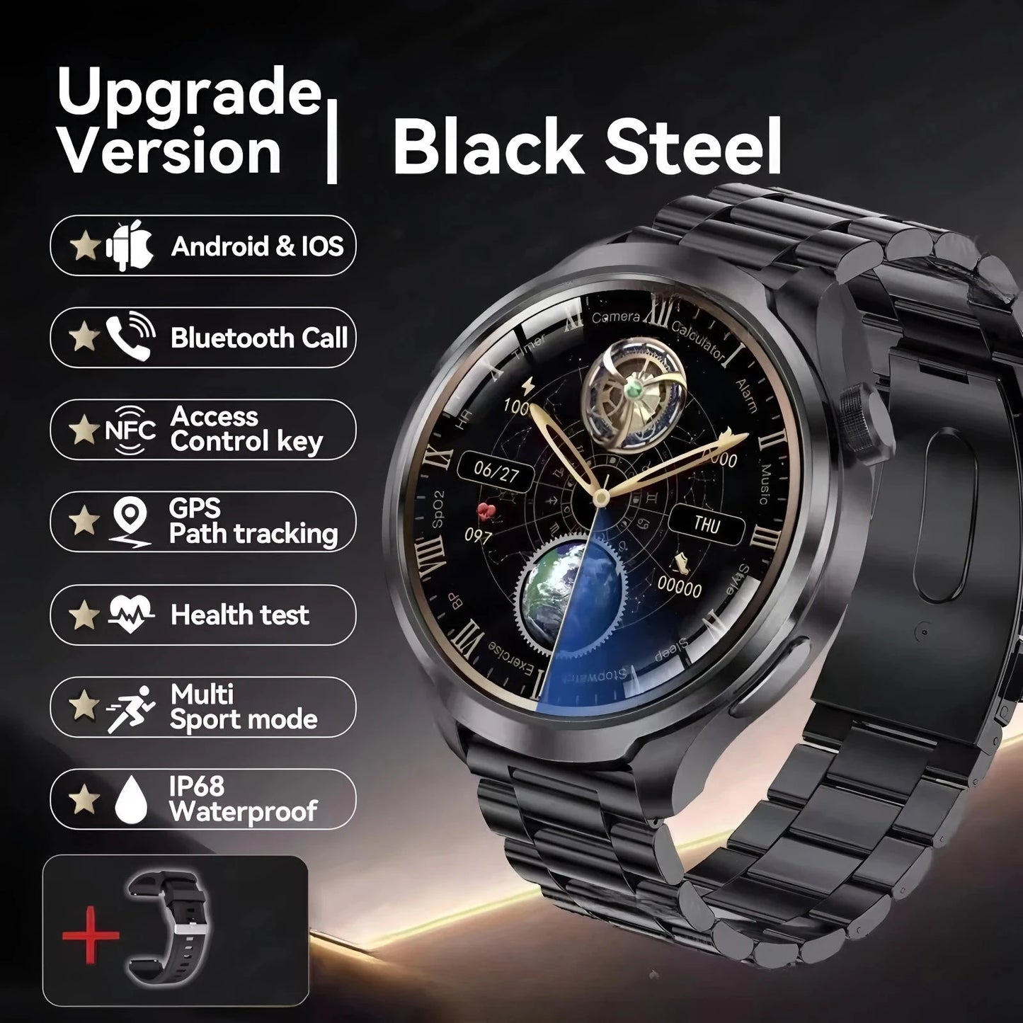 New For Men Women SmartWatch 1.61‘’ Amoled Phone Call Heart Rate GPS Tracker Sport Waterproof Smart Watch for IOS Android