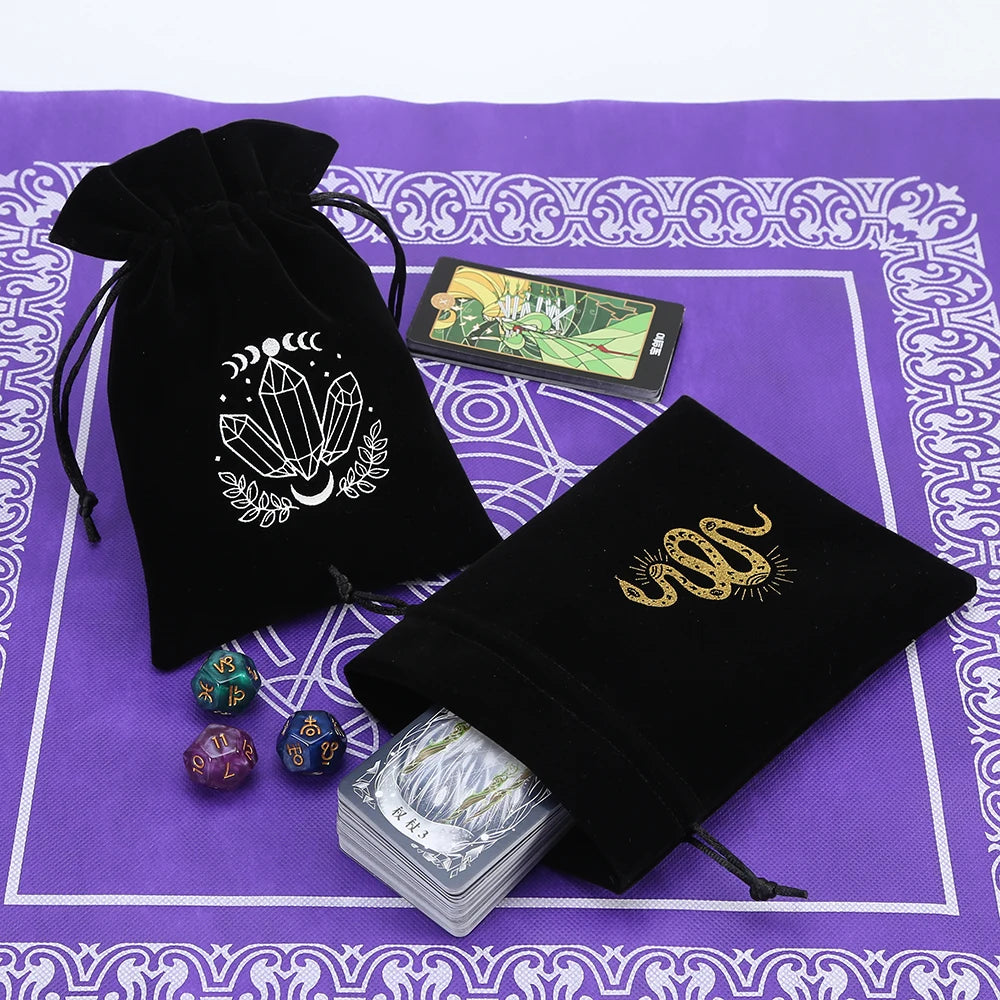 Tarot Card Bag Composite Fleece Drawstring Storage Bag Tarots Storage Bag Dice Bag Rune Jewelry Pouch Christmas Party Gift Pouch - AMULET RING STORE