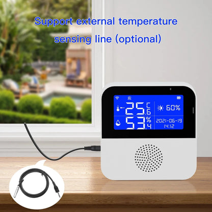 Tuya Smart WIFI Temperature and Humidity Sensor with Backlight LCD Display Indoor Thermometer Hygrometer Meter Support Alexa - AMULET RING STORE
