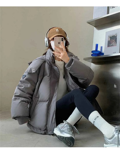 Women's Winter Warm Padded Jacket Coat 2025 New Down Cotton Hooded Solid Thick Parka Waterproof Puffy Korean Fashion Outdoor