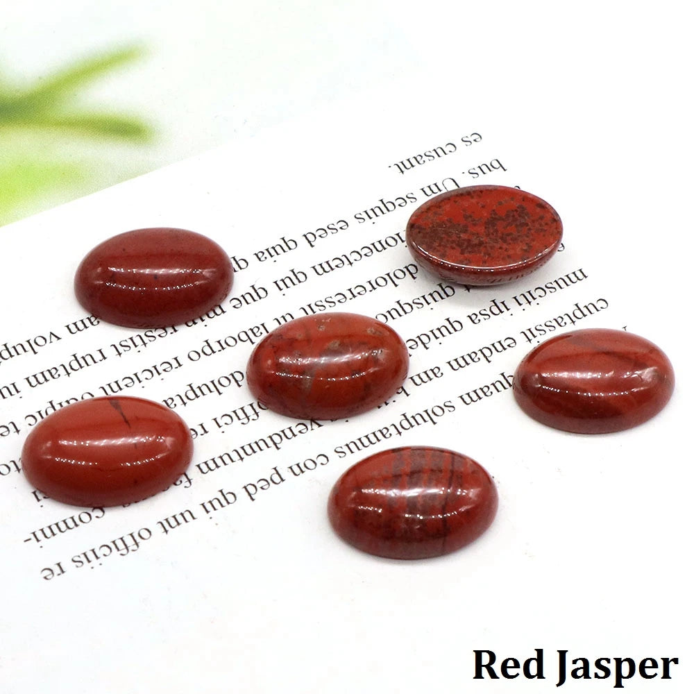 5pcs/Lot Natural Crystals Stone Oval Cabochon Beads Flat Back Cab Cameo DIY Ring Pendant Necklace Jewelry Making Accessories