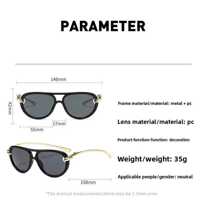 New Fashionable Personalized Toad Sunglasses Knot Double Bridge Metal Anti UV Glasses Outdoor Trendy Street Photography