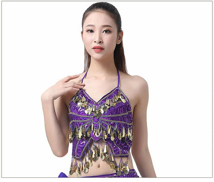 Sexy Belly Dance Bra Top Women's Sensual Strap Hanging Ne Vest Dance Clothing Adult Fem Polyester Sportswear Yoga Fitn