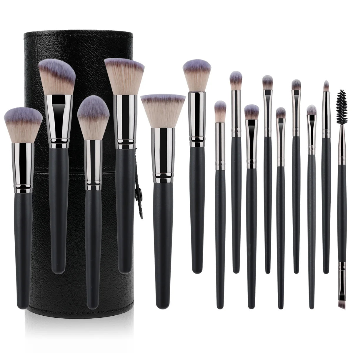 New Cangzhou15Pink Plaid Makeup Brush Set Rose Gold Wooden Handle Makeup Tools - AMULET RING STORE