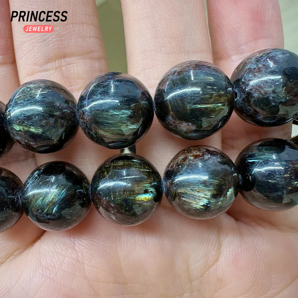 A++ Natural Astrophyllite Stretch Bracelet Crystal Beads for Jewelry Making DIY Accessories 8 10 12mm - AMULET RING STORE