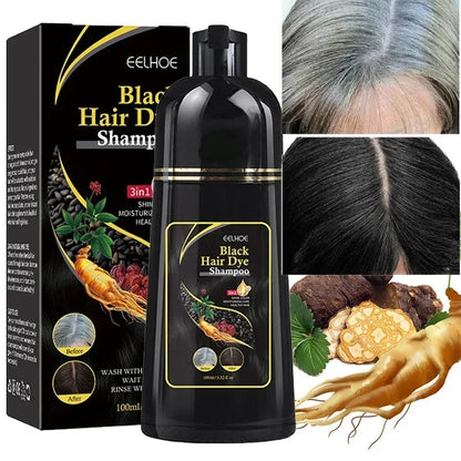 500ml Natural Herbal Hair Dye Shampoo 3 in 1 Change Hair Color Gray Hair to Dark Brown Black Deep Nourishing Fashion Hair Care - AMULET RING STORE