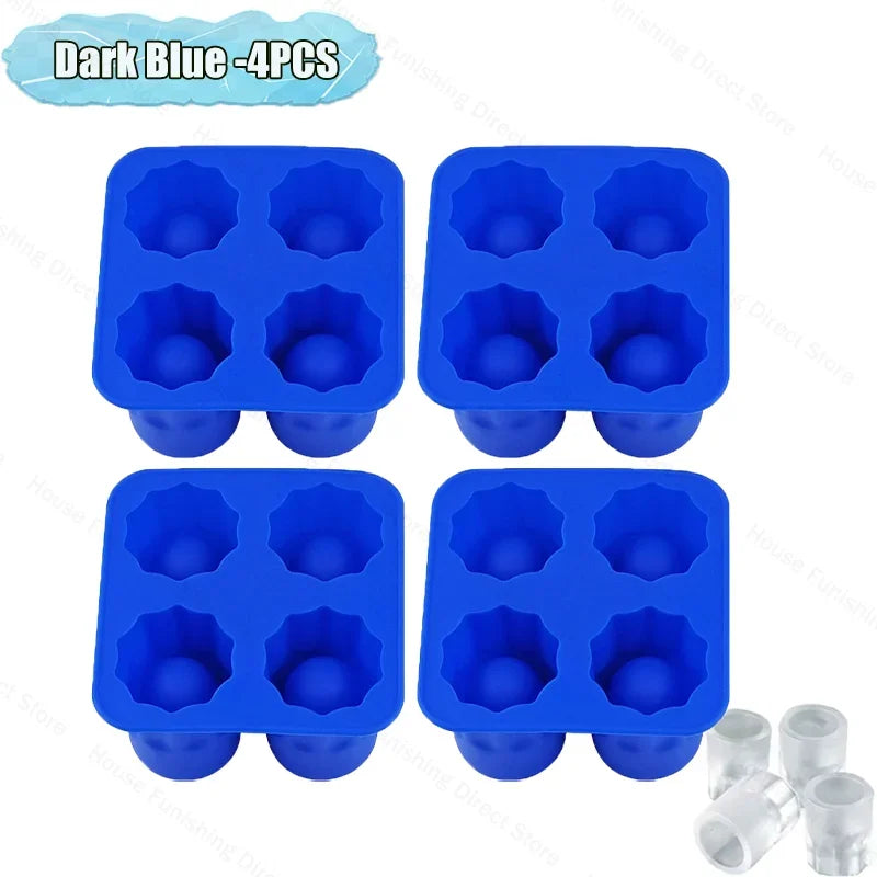 4Cup Shape Silicone Ice Cube Mold Tray for Summer Bar Party DIY Cold Drinks Kitchen Essential Ice Cup Maker Compartment Mold - AMULET RING STORE