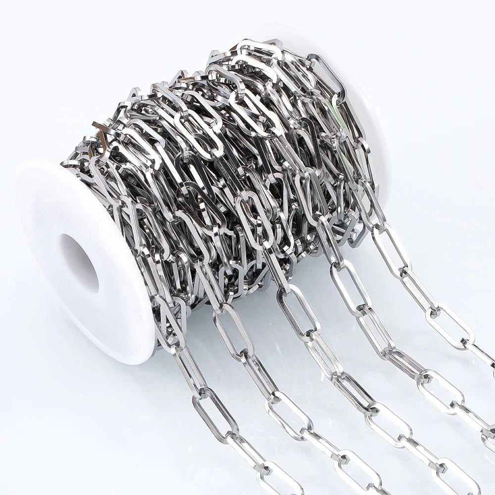 No Fade 1Meter Stainless Steel Gold Plated Embossed Link Chains DIY Women Men Necklaces Bracelets Jewelry Making Bags Chain Bulk - AMULET RING STORE