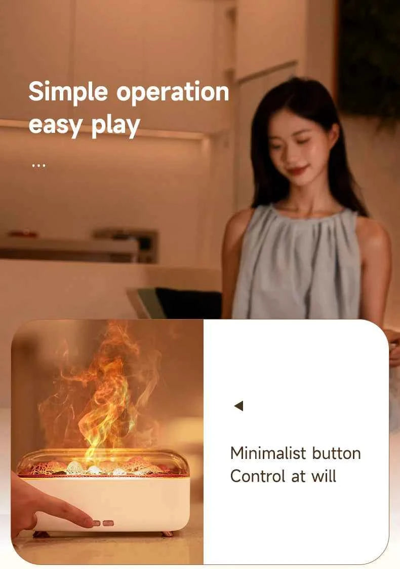 Flame Essential Oil Diffuser with Colorful Night Lights 300ML USB Home Ultrasonic Aromatherapy Fragrant Oil Humidifier Vaporizer