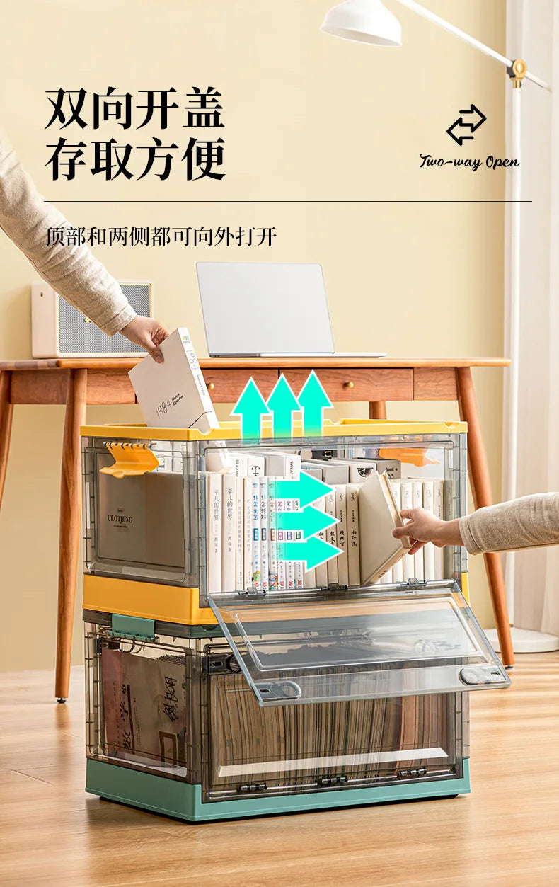 Transparent Storage Bin Foldable Storage Trunk Open Storage Box Home Wardrobe Clothes Organizer Large Capacity Sundries Box - AMULET RING STORE
