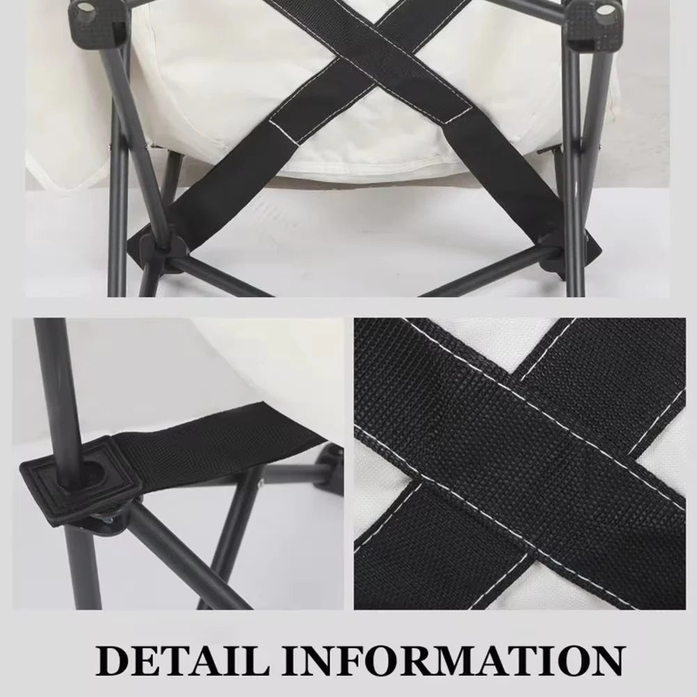 Moon shaped semi recliner folding chair with outdoor handbag, waist and back cushion with side pockets, durable and long-lasting - AMULET RING STORE