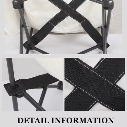 Moon shaped semi recliner folding chair with outdoor handbag, waist and back cushion with side pockets, durable and long-lasting - AMULET RING STORE