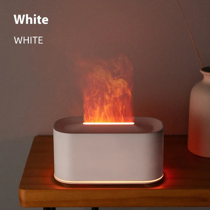 New style seven-color aromatherapy machine, bedroom essential oil aromatherapy lamp, wood grain flame humidifier, desktop cracke