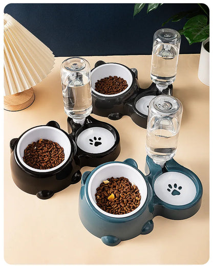Cat Bowl 2-in-1 Drinking Water Dog Food Pot Water Bowl Rice Pot Pet Supplies Cat Bowl Pet Drinking Water Feeding Integration - AMULET RING STORE