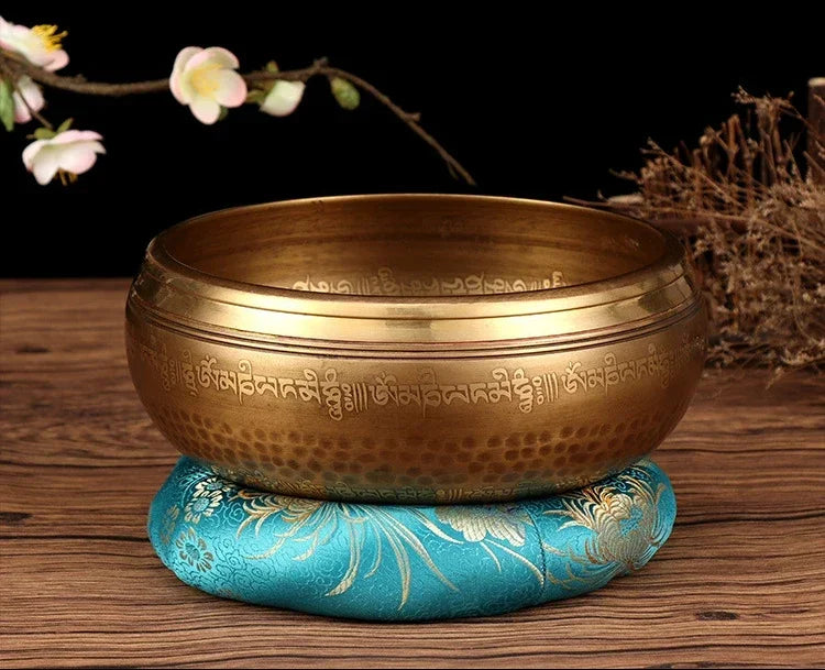 Tibetan Singing Bowl Buddhist Meditation Massage Yoga Chakra Nepal Singing Bowls Sound Healing Instruments with Accessories Gift - AMULET RING STORE