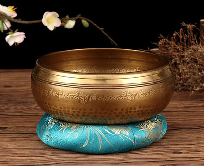 Tibetan Singing Bowl Buddhist Meditation Massage Yoga Chakra Nepal Singing Bowls Sound Healing Instruments with Accessories Gift - AMULET RING STORE