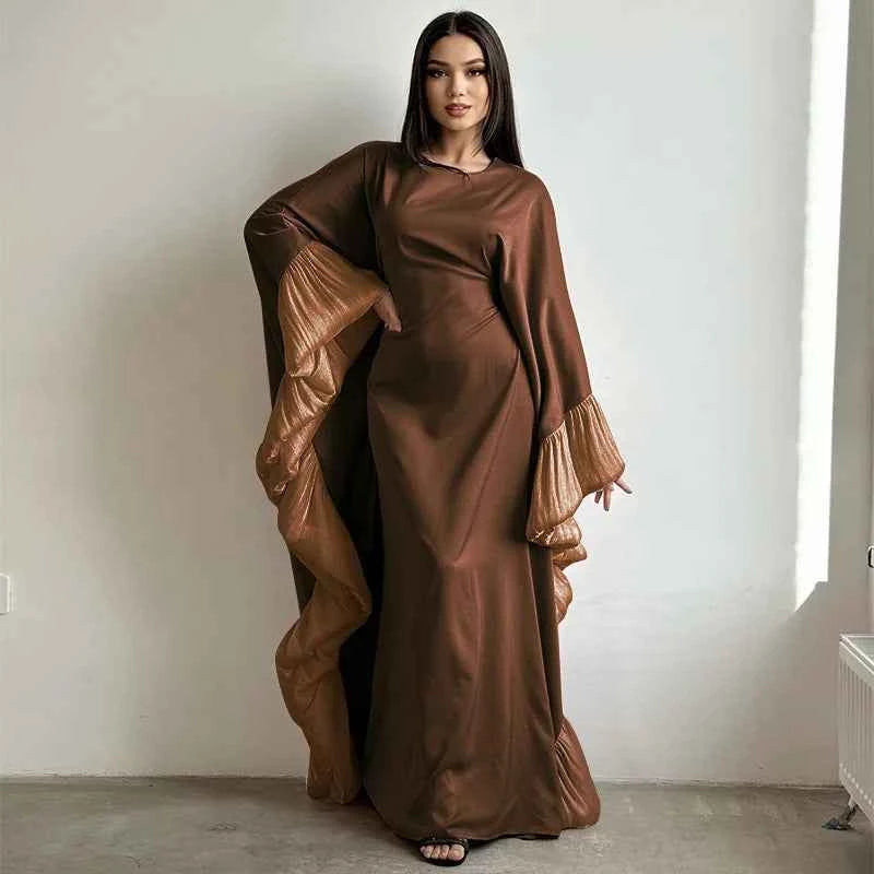 2025 Eid Arabic Muslim Women Modest Dress Luxury Dubai Abaya Islamic Party Lace-detailed Sleeves Robe Festival Turkey Outfit