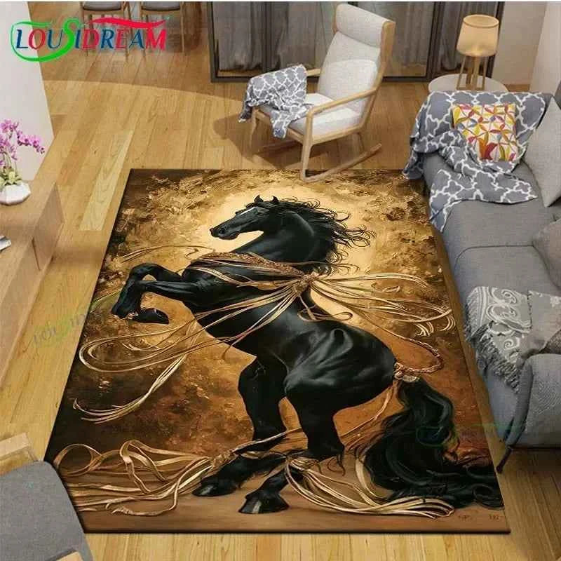 3D Fashion Exquisite Painting Horse Printed Carpet Living Room Anti-Skid Area Rug Kids Bedroom Mats Yoga Mat Large Carpet Decor