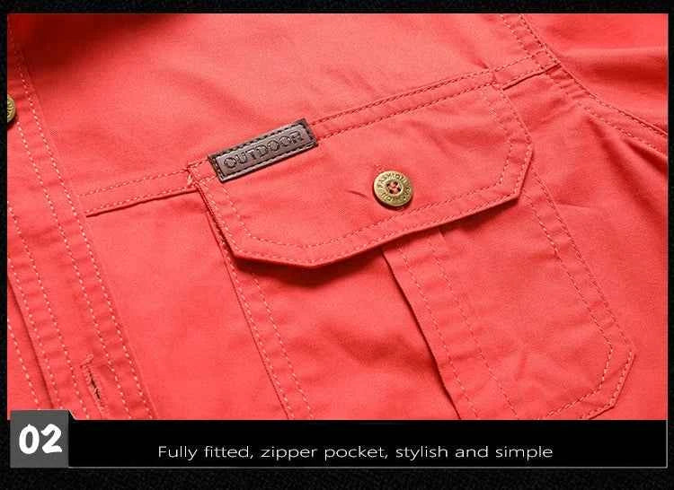 Retro Cargo style Men's Long Sleeve Shirt With Pocket Design, Men'sCasual Button Up Shirt For Spring Fall Qutdoo