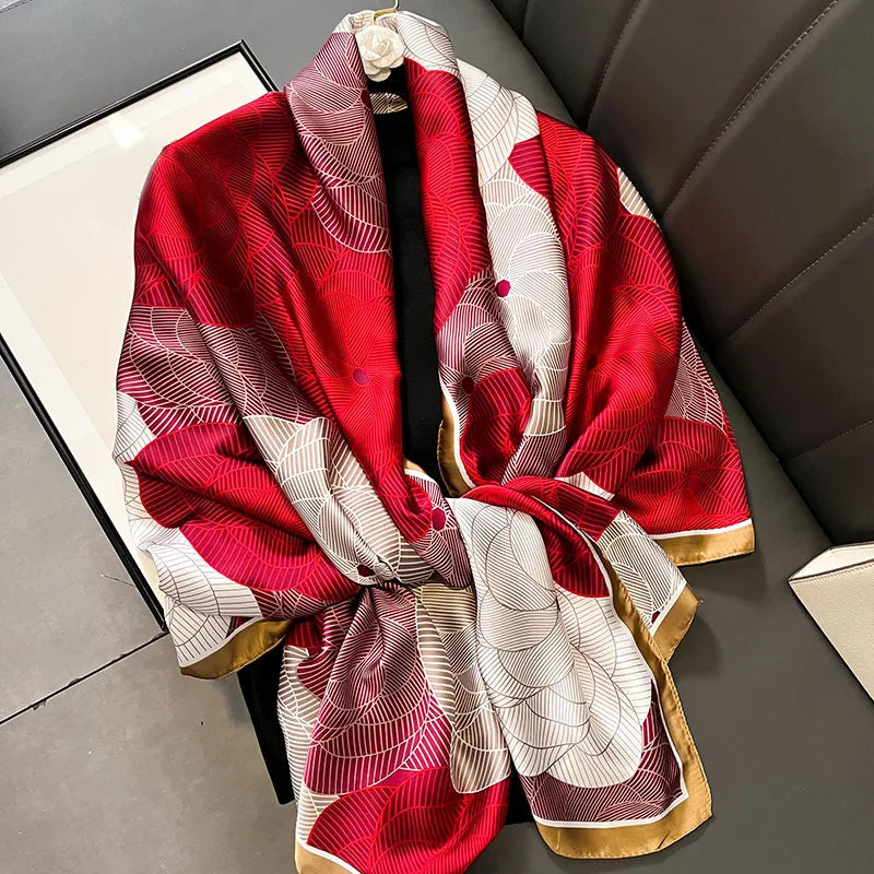 Spring Scarf Women's Luxury Design Scarf Silk Smooth Scarf Soft Muslim Headband Shawl Beach 85x180cm - AMULET RING STORE