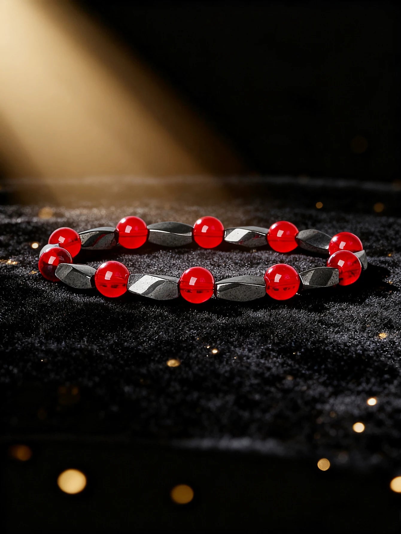 Hematite & Red Tiger's Eye Bracelet Men Natural Stone Cylinder Bead for Energy Protection Reiki Charm Courage Jewelry Women Gift