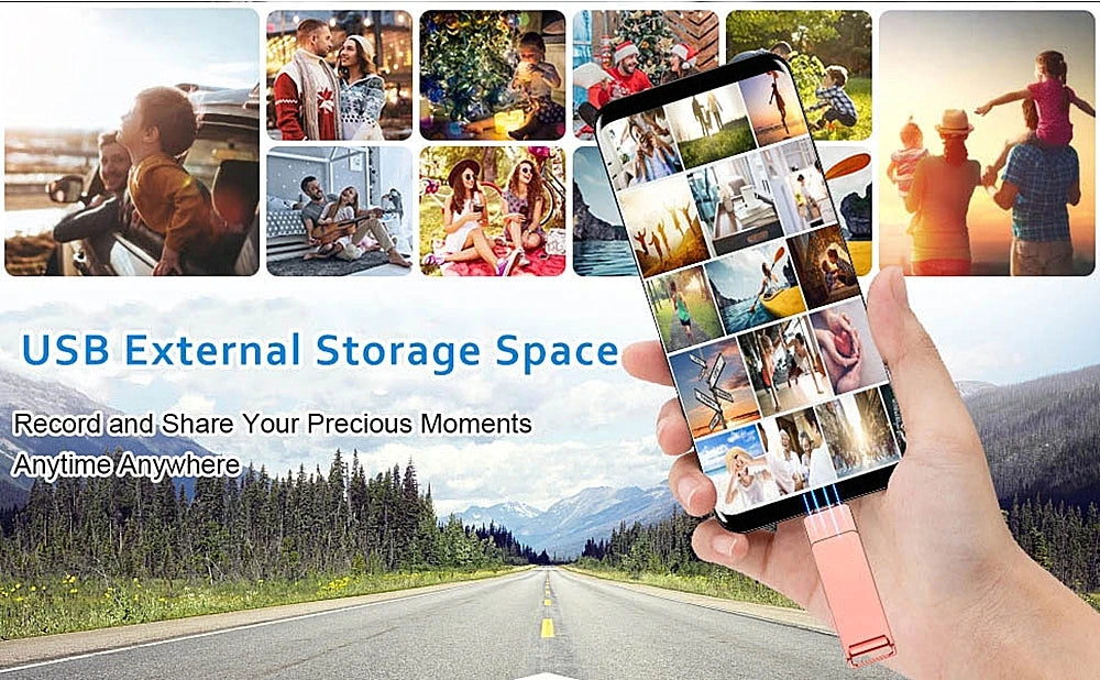 360° Rotate 2TB USB 3.0 Flash Drive 3 In 1 128GB 256GB 512G 1TB Memory Stick To For iPhone Photo Stick External Storage - AMULET RING STORE