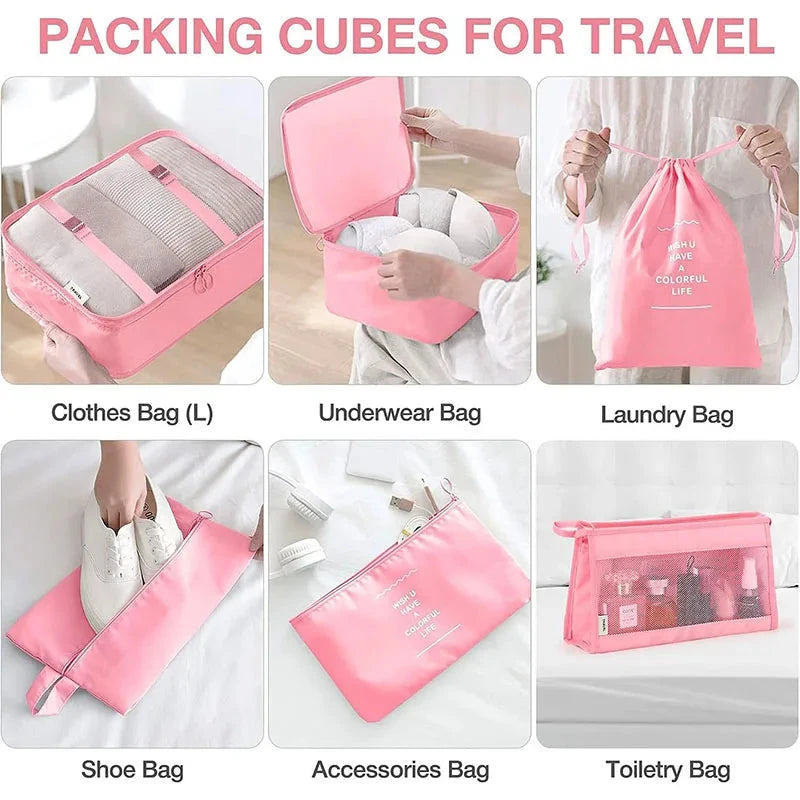 8/9/10/11 Pcs Set Travel Organizer Storage Bags Suitcase Packing Cubes Set Cases Portable Luggage Clothe Shoe Tidy Pouch Folding - AMULET RING STORE