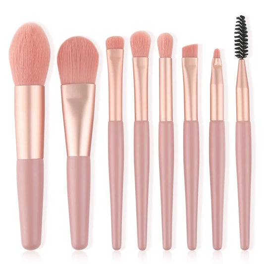 8Pcs Makeup Brushes Pro Pink Brush Set Powder EyeShadow Blending Eyeliner Eyelash Eyebrow Make Up Beauty Cosmestic Brushes - AMULET RING STORE