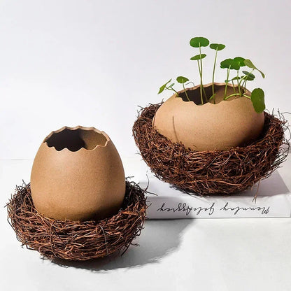 Creative Dessert Bowl Noodle Bowl Hydroponic Egg Shell Ostrich Vase Cute With Nest Home Decoration Modern Simple Ceramic Craft - AMULET RING STORE