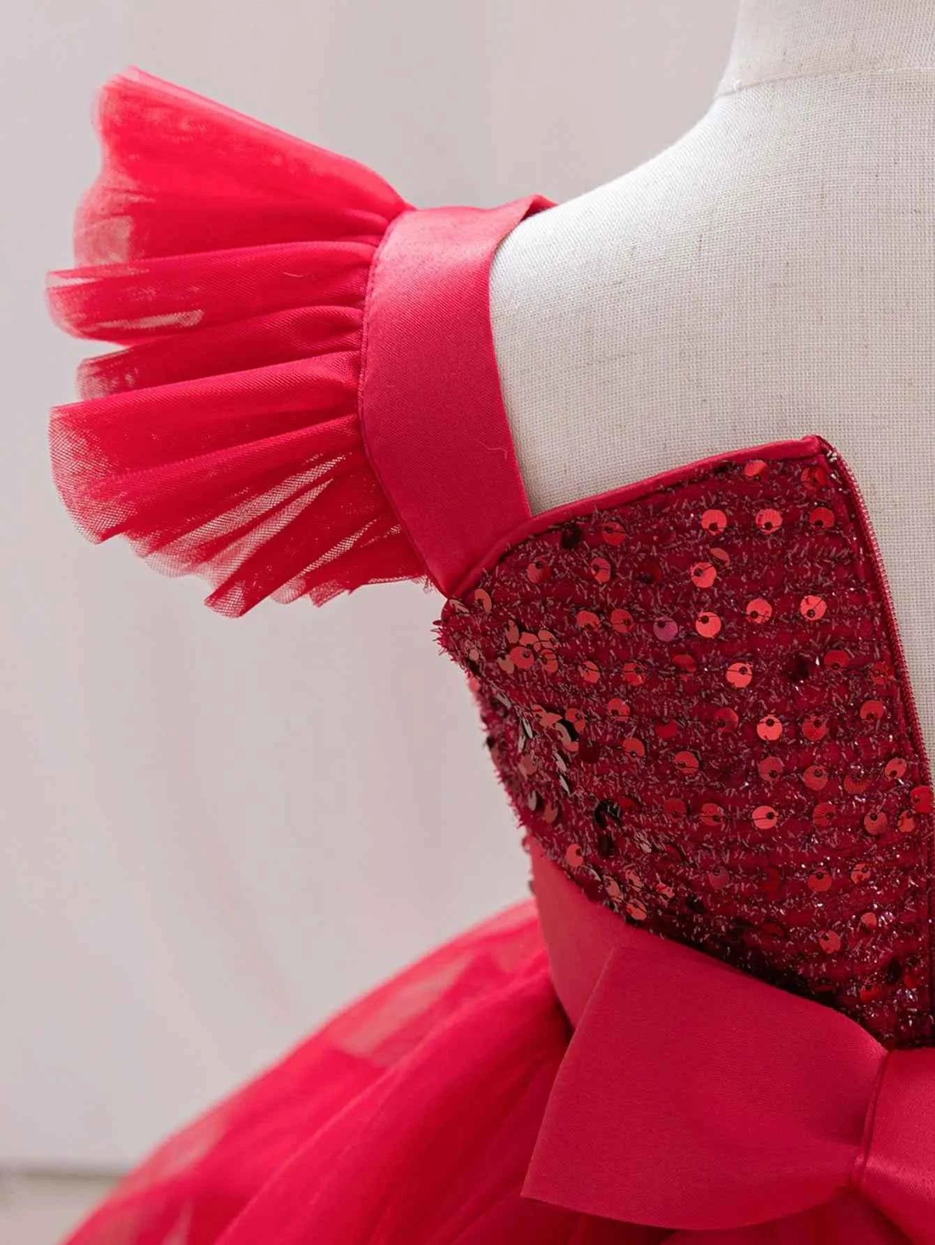 Girls  princess dress 1-5 Y baby Girls wedding sleeveless three-dimensional butterfly mesh carnival birthday party evening dress