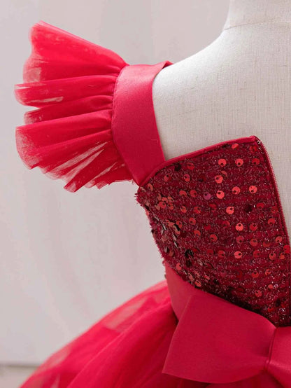 Girls  princess dress 1-5 Y baby Girls wedding sleeveless three-dimensional butterfly mesh carnival birthday party evening dress