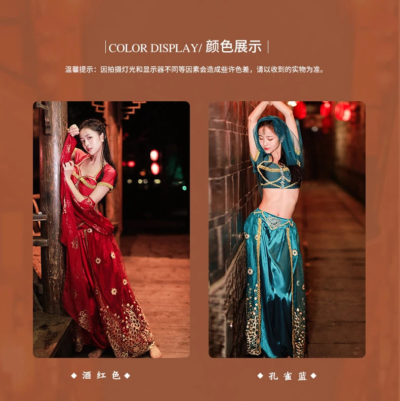 2025 summer new Indian traditional clothing Indian dance costumes improved saree women sexy Indian sequins belly dance dress a6