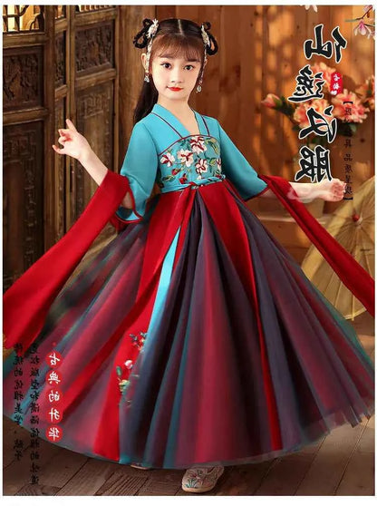 Summer Girls' Hanfu Dress Princess Costume Children's Dresses Kids Vintage Party Baby Girl Dress Cosplay Girls Clothes Vestidos